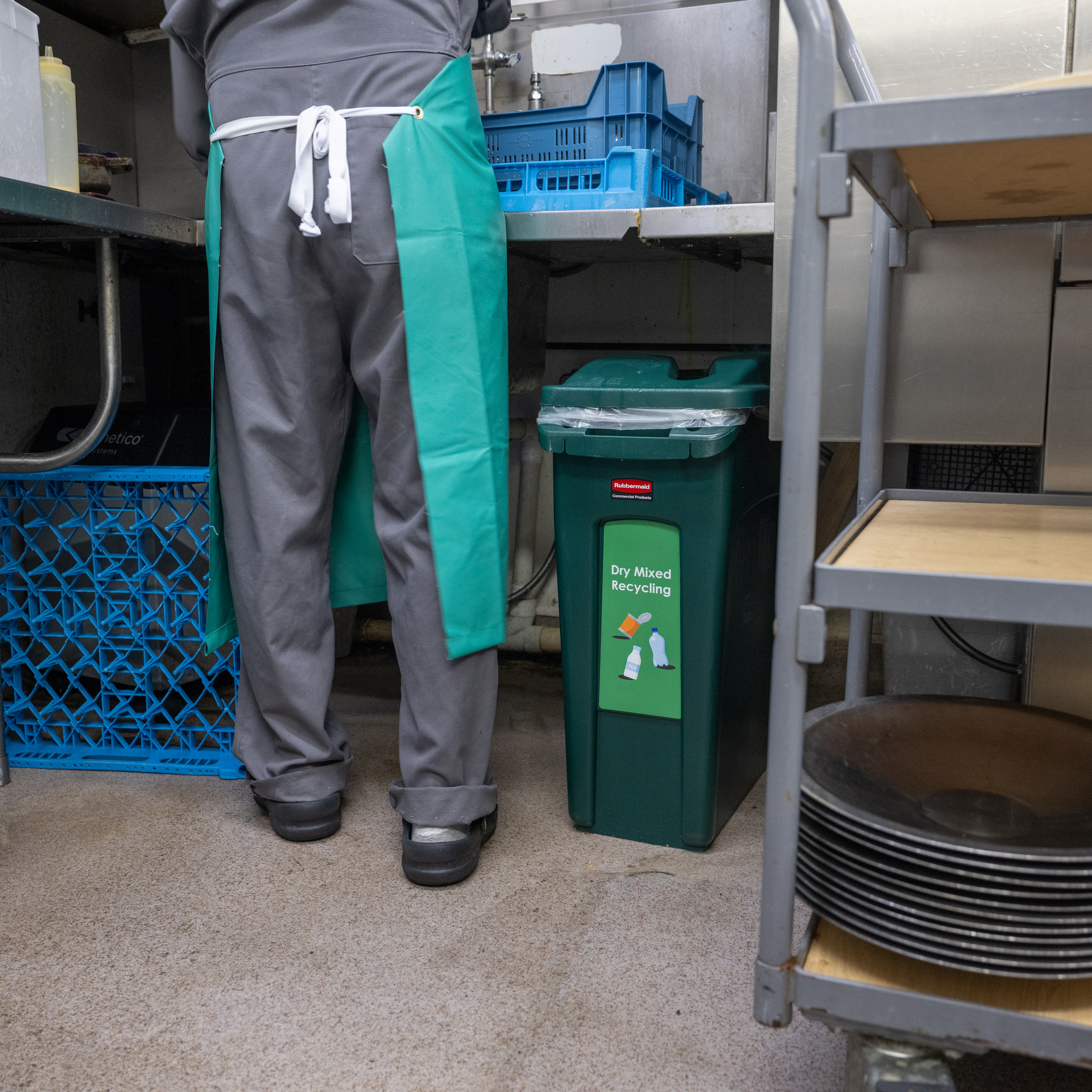 Slim Jim under commercial kitchen counter